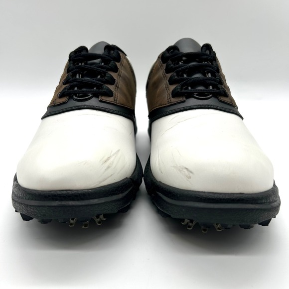 FootJoy GreenJoy Golf Shoes Mens 10.5 M White Brown Golf Spiked Waterproof 45516 - Picture 2 of 12